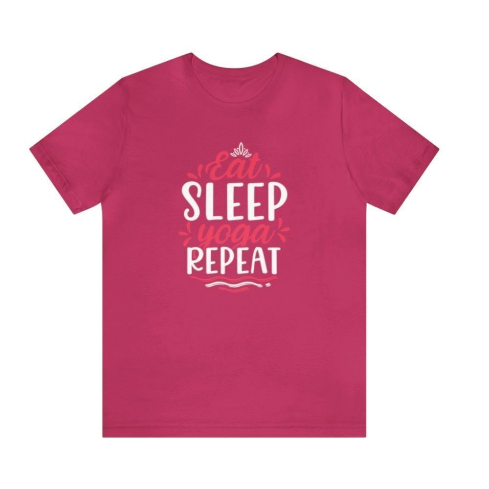 Embrace the Cycle: 'Eat, Sleep, Yoga, Repeat' Woman's Shirt – A Lifestyle of Bal